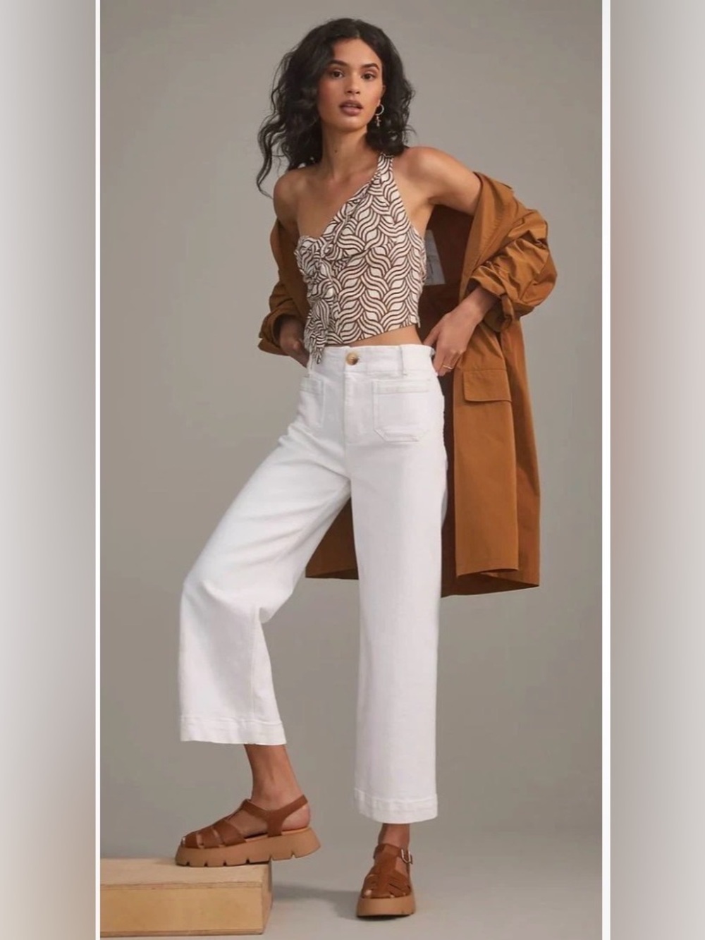 PILCRO white wide leg jeans size 30 25” inseam